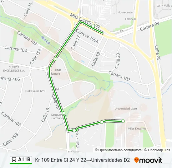 A11B Bus Line Map
