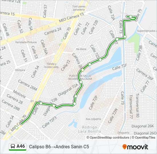 A46 Bus Line Map