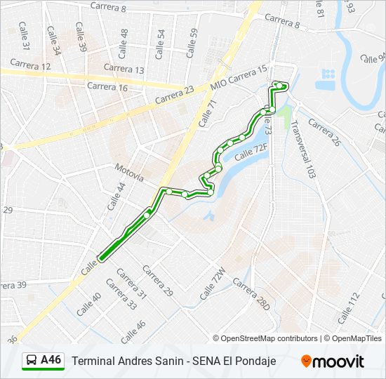 A46 bus Line Map