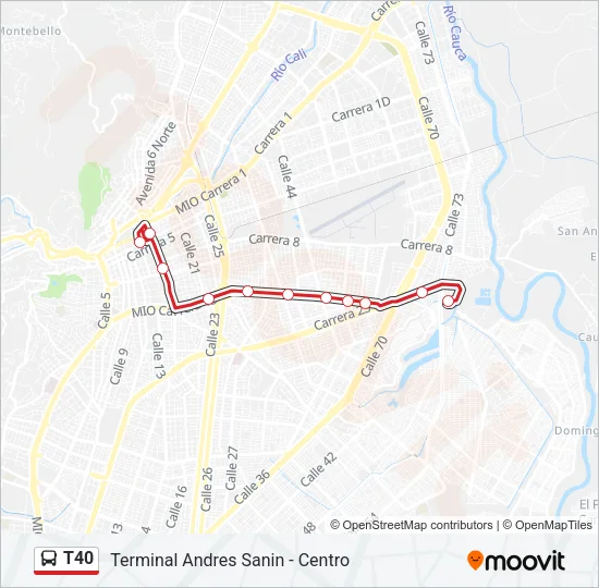 T40 Bus Line Map
