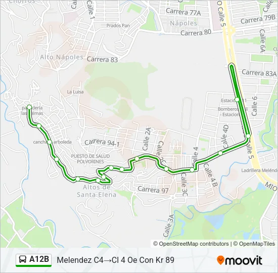 A12B Bus Line Map