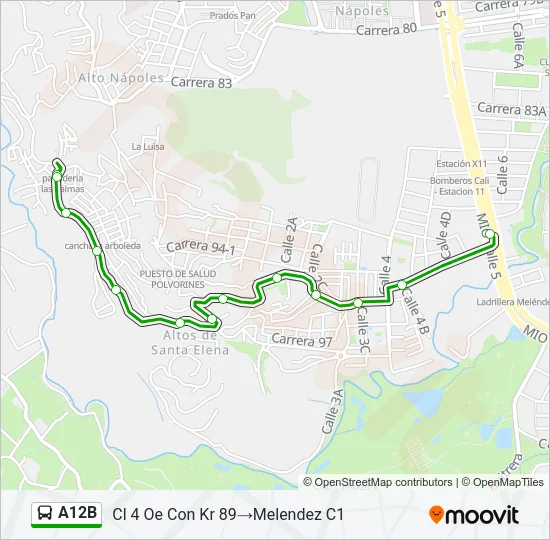 A12B Bus Line Map
