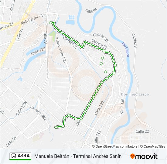 Mapa de A44A de autobús