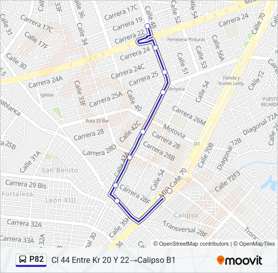 P82 Bus Line Map