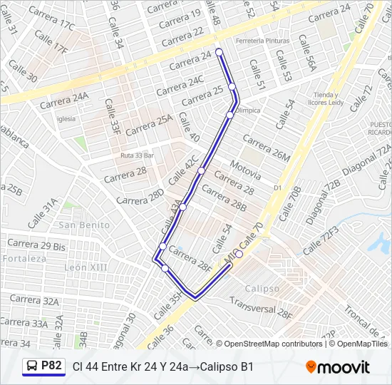 P82 Bus Line Map