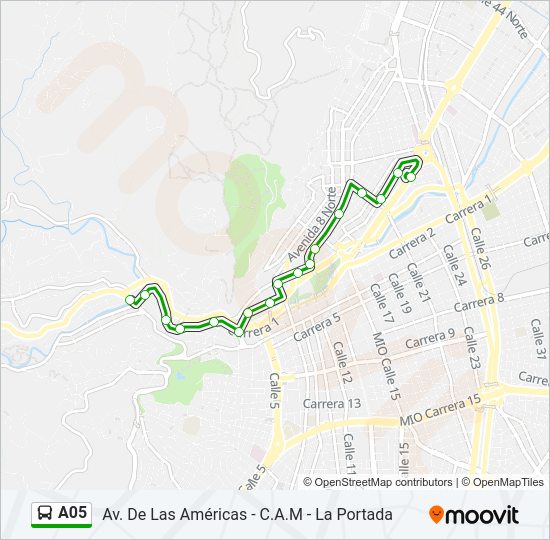 Mapa de A05 de autobús