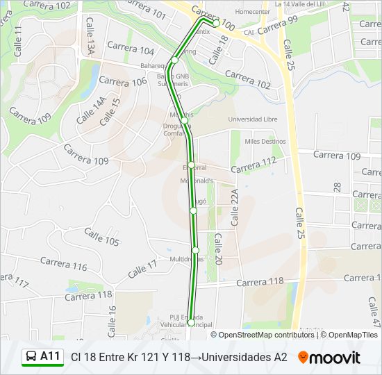 A11 Bus Line Map