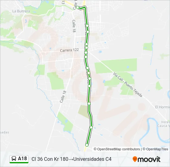 A18 Bus Line Map