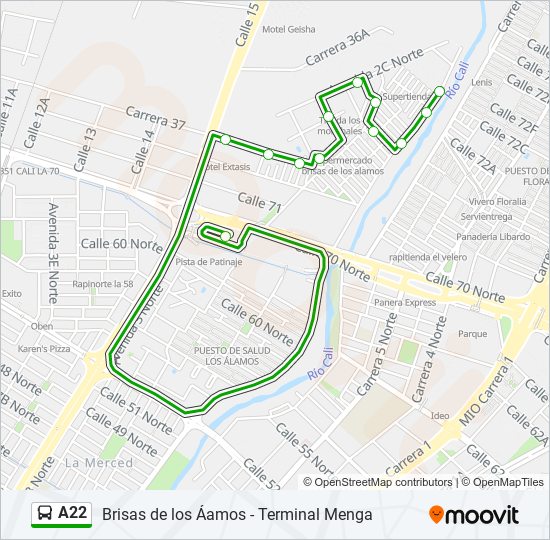 Mapa de A22 de autobús