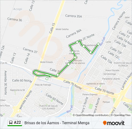 A22 bus Line Map