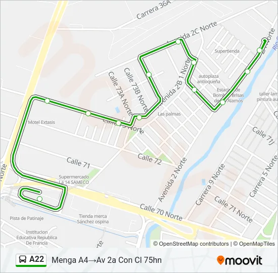 A22 Bus Line Map