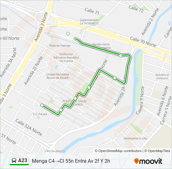 A23 Bus Line Map