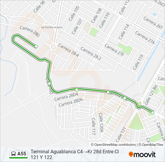 A55 bus Line Map