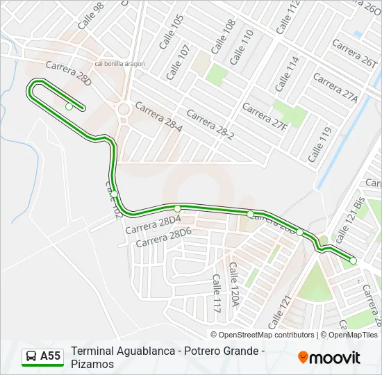 A55 Bus Line Map