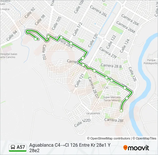 A57 Bus Line Map