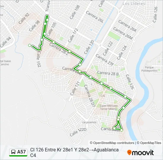 A57 Bus Line Map