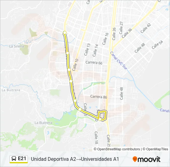 E21 Bus Line Map