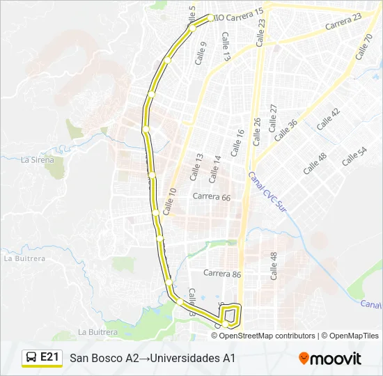E21 Bus Line Map