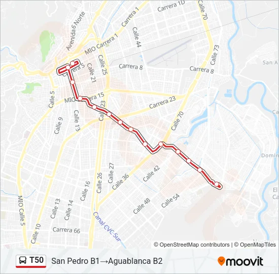 T50 Bus Line Map