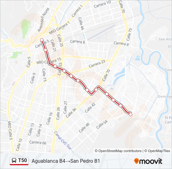 T50 Bus Line Map