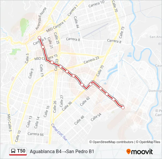 T50 Bus Line Map