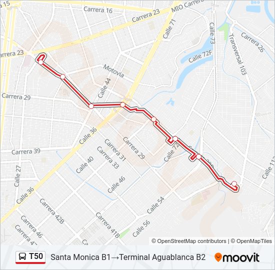 Ruta T Horarios Paradas Y Mapas Santa Monica B Terminal Aguablanca B Actualizado