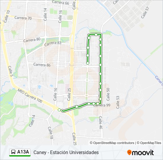 Mapa de A13A de autobús
