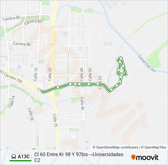 A13C Bus Line Map