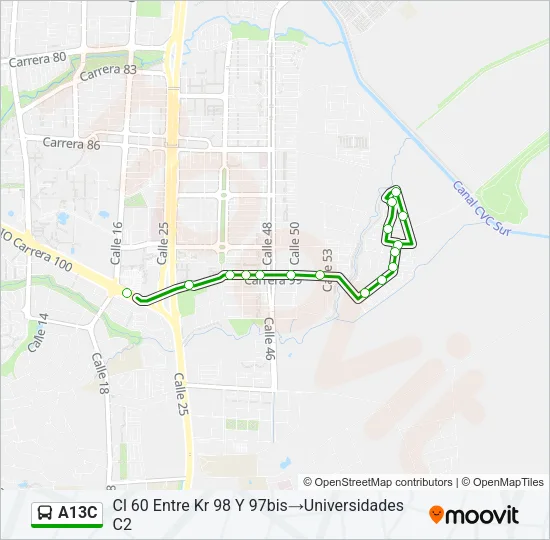 A13C Bus Line Map
