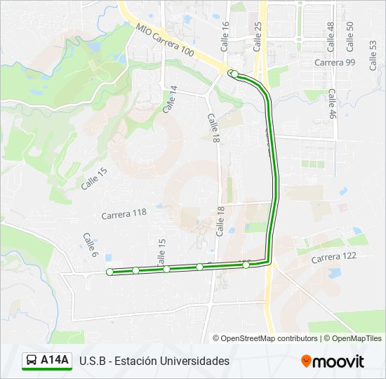 Mapa de A14A de autobús