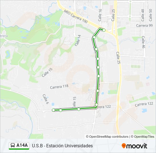 A14A bus Line Map