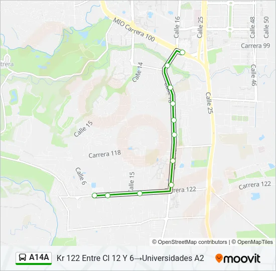 A14A Bus Line Map