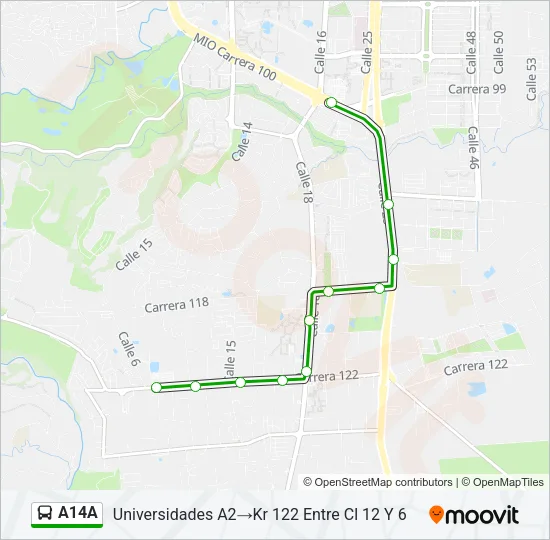 A14A Bus Line Map