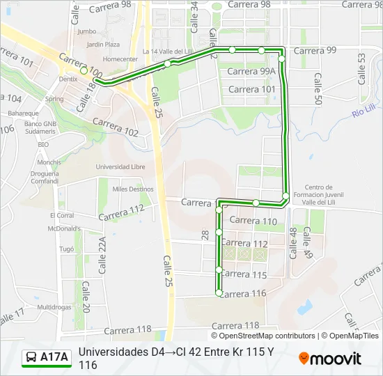 A17A Bus Line Map