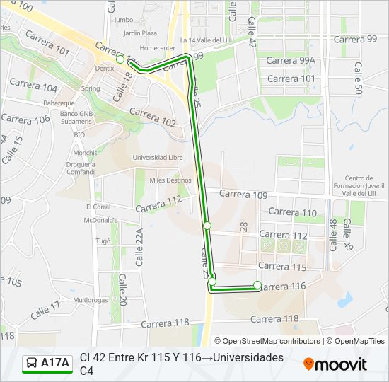 A17A Bus Line Map