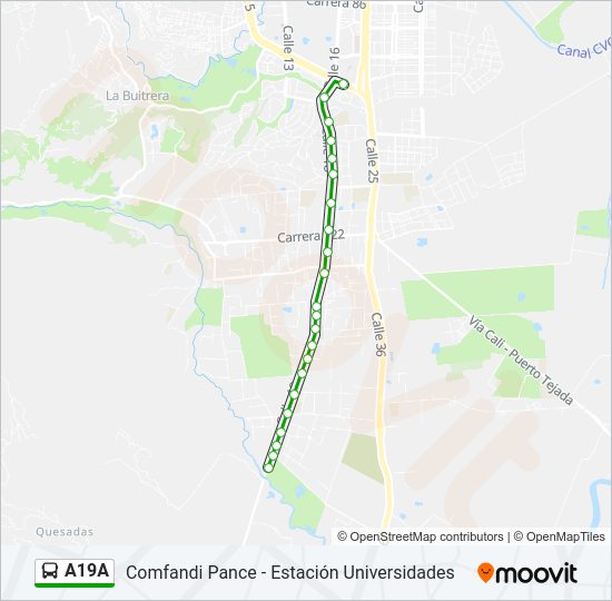 Mapa de A19A de autobús