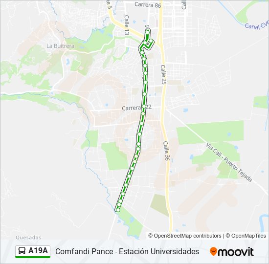 A19A bus Line Map