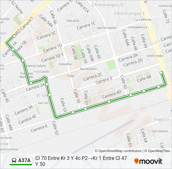A37A Bus Line Map