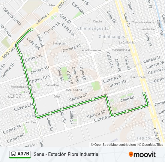 Mapa de A37B de autobús