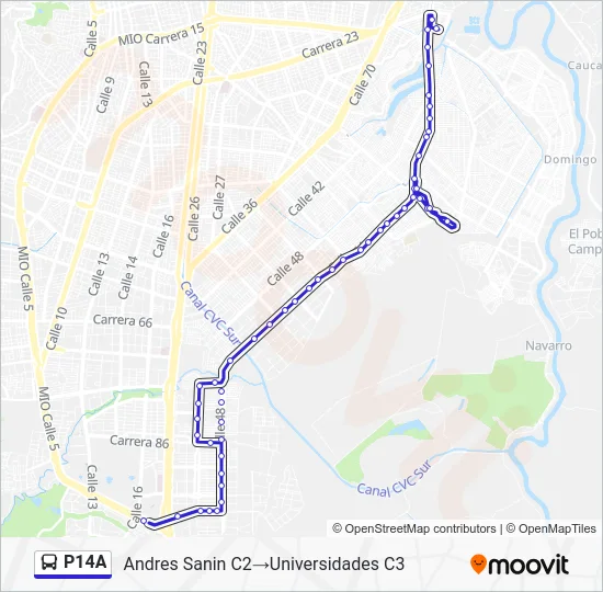 P14A Bus Line Map