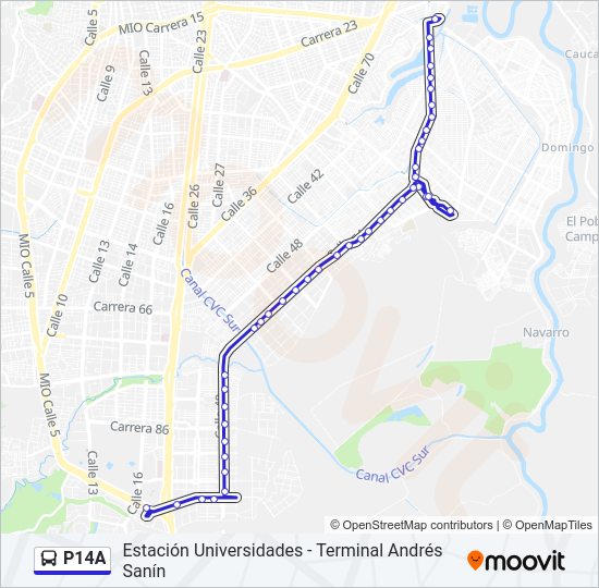 Mapa de P14A de autobús