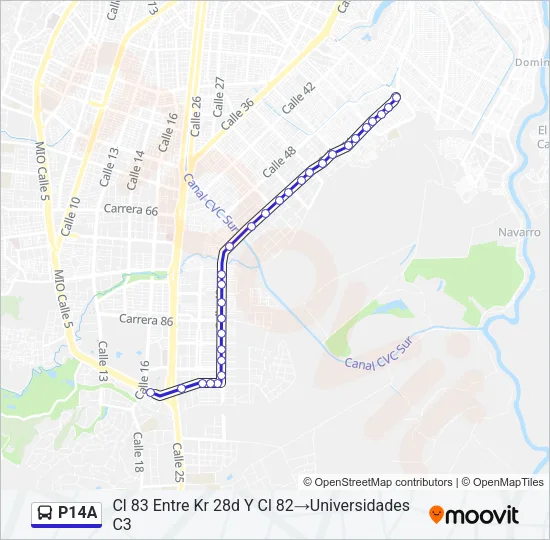P14A Bus Line Map