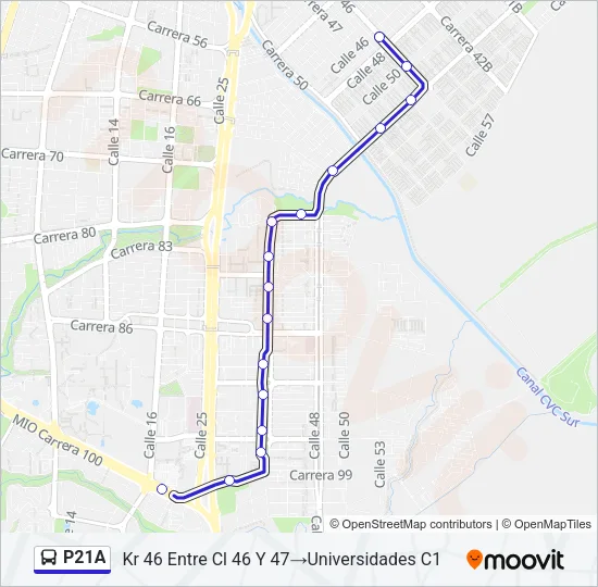 P21A Bus Line Map