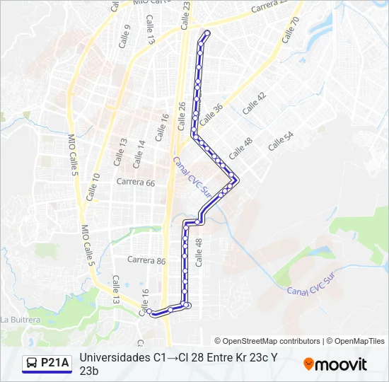 P21A Bus Line Map