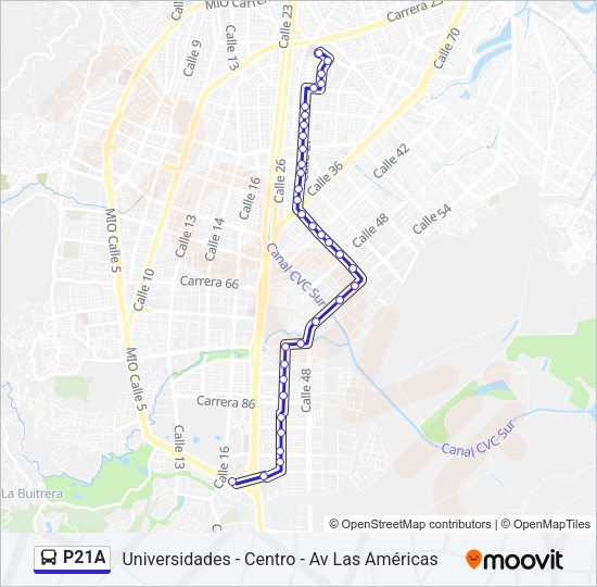 Mapa de P21A de autobús