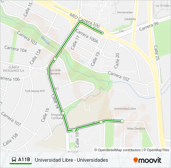 A11B Bus Line Map