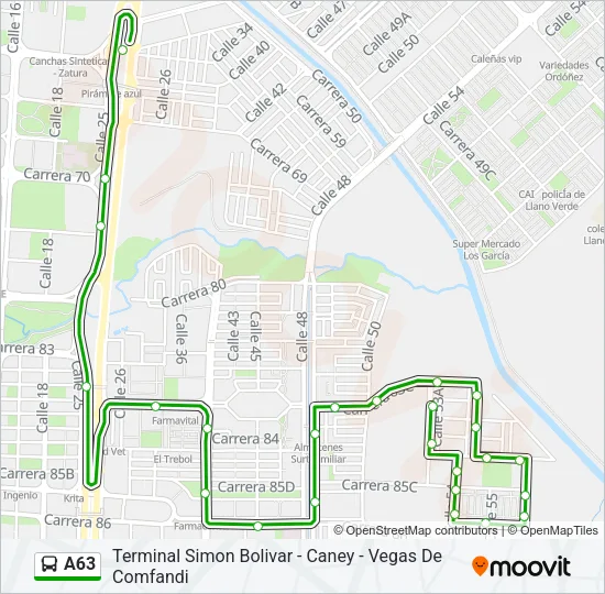 A63 Bus Line Map