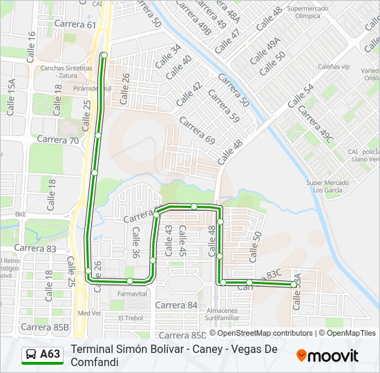 A63 bus Line Map