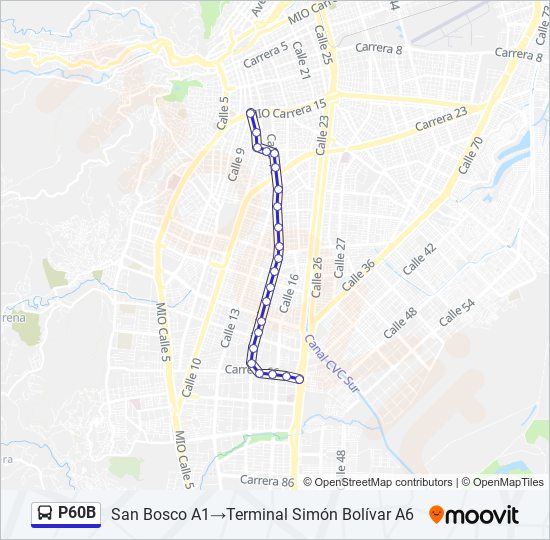 Mapa de P60B de autobús