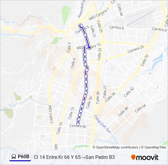 Mapa de P60B de autobús